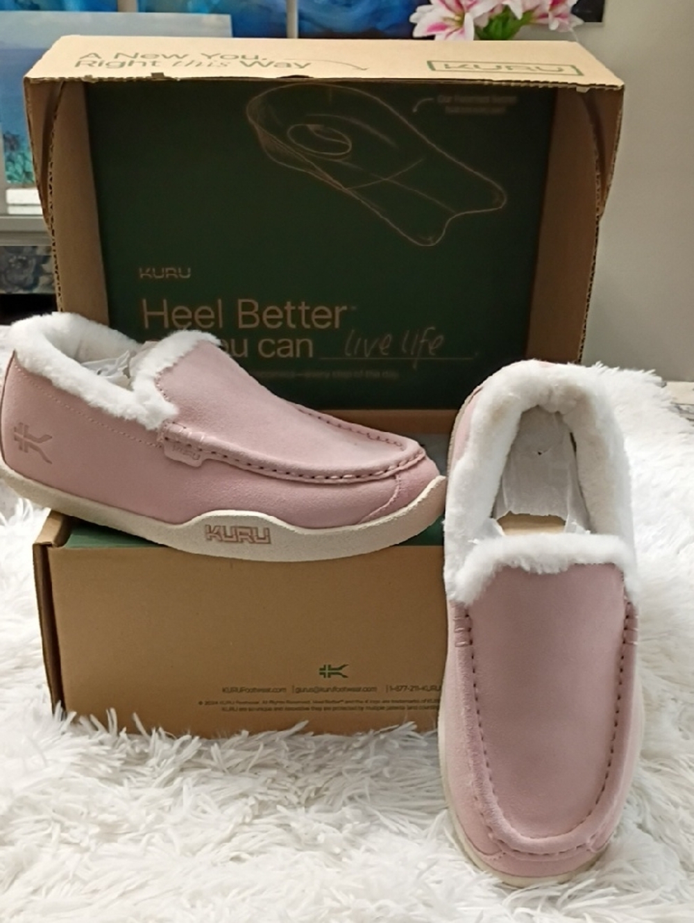New KURU Loft Women's Leather Slipper Pink/White Plantar Fascitis SZ 8.5